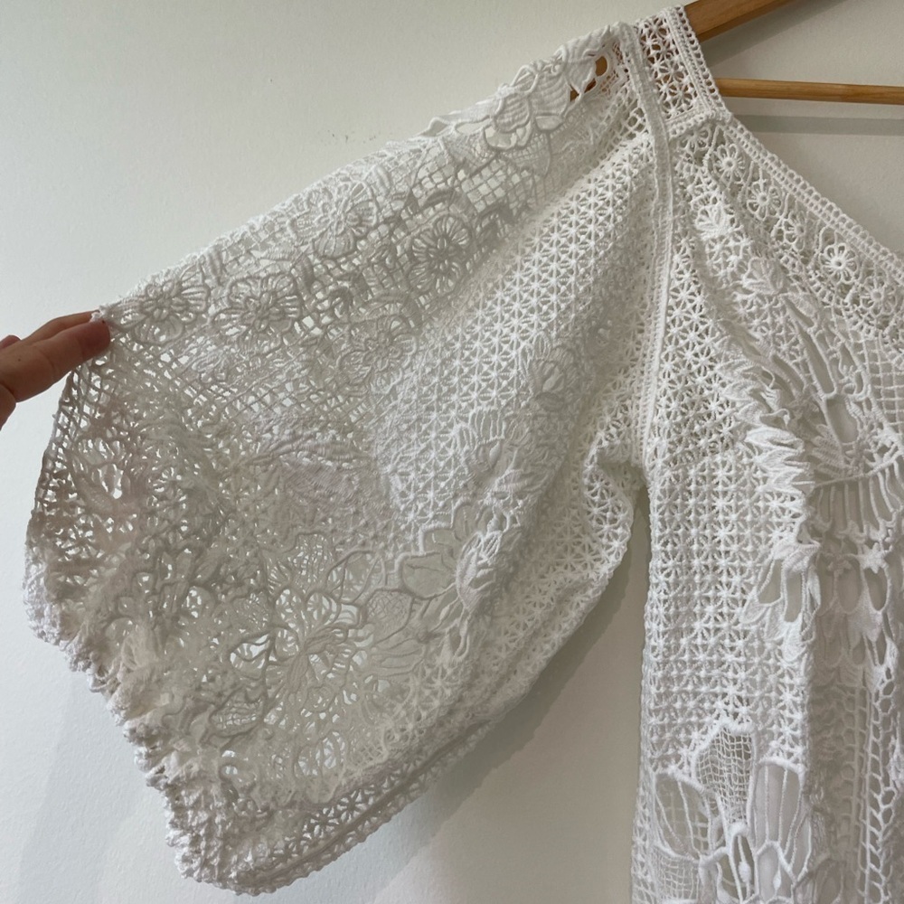 Farm Rio White Guipure Midi Dress Size XS Resort wear Lace wedding bridal - Picture 5 of 14